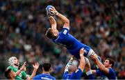 25 February 2023; Federico Ruzza of Italy wins possession from a restart during the Guinness Six Nations Rugby Championship match between Italy and Ireland at the Stadio Olimpico in Rome, Italy. Photo by Ramsey Cardy/Sportsfile