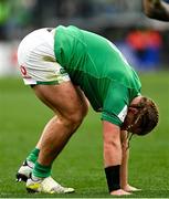 25 February 2023; Finlay Bealham of Ireland after picking up an injury during the Guinness Six Nations Rugby Championship match between Italy and Ireland at the Stadio Olimpico in Rome, Italy. Photo by Ramsey Cardy/Sportsfile