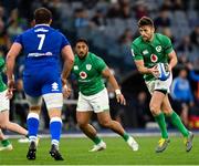 25 February 2023; Ross Byrne, right, and Bundee Aki of Ireland during the Guinness Six Nations Rugby Championship match between Italy and Ireland at the Stadio Olimpico in Rome, Italy. Photo by Ramsey Cardy/Sportsfile
