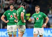 25 February 2023; Jack Crowley of Ireland, right, in conversation with Ireland captain James Ryan during the Guinness Six Nations Rugby Championship match between Italy and Ireland at the Stadio Olimpico in Rome, Italy. Photo by Ramsey Cardy/Sportsfile