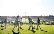 26 February 2023; Donegal players warm-up before the Allianz Football League Division 1 match between Donegal and Galway at O'Donnell Park in Letterkenny, Donegal. Photo by Ben McShane/Sportsfile