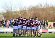 26 February 2023; Galway players huddle before the Allianz Football League Division 1 match between Donegal and Galway at O'Donnell Park in Letterkenny, Donegal. Photo by Ben McShane/Sportsfile