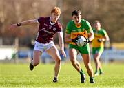 26 February 2023; Michael Langan of Donegal in action against Peter Cooke of Galway during the Allianz Football League Division 1 match between Donegal and Galway at O'Donnell Park in Letterkenny, Donegal. Photo by Ben McShane/Sportsfile