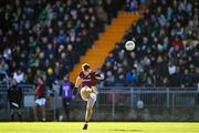 26 February 2023; Paul Conroy of Galway kicks a free during the Allianz Football League Division 1 match between Donegal and Galway at O'Donnell Park in Letterkenny, Donegal. Photo by Ben McShane/Sportsfile