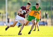 26 February 2023; Matthew Tierney of Galway in action against Caolan McGonagle of Donegal during the Allianz Football League Division 1 match between Donegal and Galway at O'Donnell Park in Letterkenny, Donegal. Photo by Ben McShane/Sportsfile