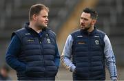 26 February 2023; Roscommon manager Davy Burke, left, and Roscommon selector Mark McHugh before the Allianz Football League Division 1 match between Monaghan and Roscommon at St Tiernach's Park in Clones, Monaghan. Photo by Ramsey Cardy/Sportsfile