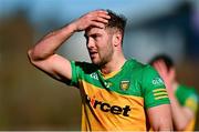26 February 2023; Caolan McGonagle of Donegal reacts after his side's draw in the Allianz Football League Division 1 match between Donegal and Galway at O'Donnell Park in Letterkenny, Donegal. Photo by Ben McShane/Sportsfile