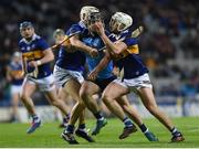 25 February 2023; Seán Currie of Dublin in action against Bryan O'Mara, left, and Johnny Ryan of Tipperary during the Allianz Hurling League Division 1 Group B match between Dublin and Tipperary at Croke Park in Dublin. Photo by John Sheridan/Sportsfile