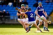 26 February 2023; Martin Keoghan of Kilkenny in action against Donnchadh Hartnett of Laois during the Allianz Hurling League Division 1 Group B match between Laois and Kilkenny at Laois Hire O'Moore Park in Portlaoise, Laois. Photo by Daire Brennan/Sportsfile