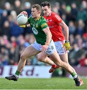 26 February 2023; Ronan Jones of Meath in action against Tommy Durnin of Louth during the Allianz Football League Division 2 match between Meath and Louth at Páirc Tailteann in Navan, Meath. Photo by Stephen Marken/Sportsfile