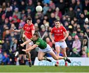 26 February 2023; Oisín McGuinness of Louth in action against Ronan Jones of Meath during the Allianz Football League Division 2 match between Meath and Louth at Páirc Tailteann in Navan, Meath. Photo by Stephen Marken/Sportsfile
