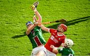 26 February 2023; Johnny Bermingham of Westmeath in action against Brian Hayes of Cork during the Allianz Hurling League Division 1 Group A match between Cork and Westmeath at Páirc Ui Chaoimh in Cork. Photo by Eóin Noonan/Sportsfile