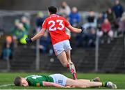 26 February 2023; Craig Lennon of Louth celebrates after scoring his side's first goal during the Allianz Football League Division 2 match between Meath and Louth at Páirc Tailteann in Navan, Meath. Photo by Stephen Marken/Sportsfile