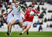 26 February 2023; Sean Powter of Cork in action against Séan O'Dea of Limerick during the Allianz Football League Division 2 match between Cork and Limerick at Páirc Ui Chaoimh in Cork. Photo by Eóin Noonan/Sportsfile