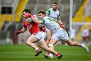 26 February 2023; Sean Powter of Cork in action against Cillian Fahy of Limerick during the Allianz Football League Division 2 match between Cork and Limerick at Páirc Ui Chaoimh in Cork. Photo by Eóin Noonan/Sportsfile