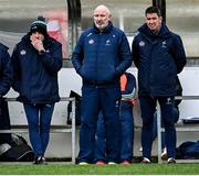 26 February 2023; Kildare manager Glenn Ryan, centre, with his selectors Dermot Earley, left, and Anthony Rainbow during the Allianz Football League Division 2 match between Kildare and Derry at St Conleth's Park in Newbridge, Kildare. Photo by Piaras Ó Mídheach/Sportsfile