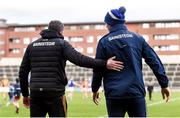 26 February 2023; Kilkenny manager Derek Lyng consoles Laois manager Willie Maher after the Allianz Hurling League Division 1 Group B match between Laois and Kilkenny at Laois Hire O'Moore Park in Portlaoise, Laois. Photo by Daire Brennan/Sportsfile