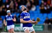 26 February 2023; Tomás Keyes of Laois reacts to a missed chance during the Allianz Hurling League Division 1 Group B match between Laois and Kilkenny at Laois Hire O'Moore Park in Portlaoise, Laois. Photo by Daire Brennan/Sportsfile