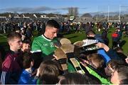 26 February 2023; Gearoid Hegarty of Limerick signs hurleys for supporters after the Allianz Hurling League Division 1 Group A match between Galway and Limerick at Pearse Stadium in Galway. Photo by Seb Daly/Sportsfile