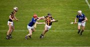 26 February 2023; Conor Delaney of Kilkenny in action against James Duggan of Laois during the Allianz Hurling League Division 1 Group B match between Laois and Kilkenny at Laois Hire O'Moore Park in Portlaoise, Laois. Photo by Daire Brennan/Sportsfile