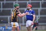 26 February 2023; Alan Murphy of Kilkenny and Jack Kelly of Laois shake hands after the Allianz Hurling League Division 1 Group B match between Laois and Kilkenny at Laois Hire O'Moore Park in Portlaoise, Laois. Photo by Daire Brennan/Sportsfile