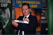 26 February 2023; Past Naas RFC President Jim Casey draws Tullow RFC during the Bank of Ireland Leinster Rugby provincial towns cup third round draw at Naas RFC in Naas, Kildare. Photo by Tyler Miller/Sportsfile