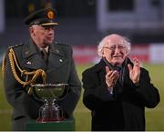 25 February 2023; President of Ireland Michael D Higgins after the FAI Women's President's Cup match between Athlone Town and Shelbourne at Athlone Town Stadium in Athlone, Westmeath. Photo by Stephen McCarthy/Sportsfile