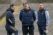 26 February 2023; Roscommon manager Davy Burke, centre, with selectors Gerry McGowan, left, and Mark McHugh before the Allianz Football League Division 1 match between Monaghan and Roscommon at St Tiernach's Park in Clones, Monaghan. Photo by Ramsey Cardy/Sportsfile