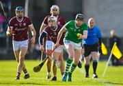 26 February 2023; Micheal Houlihan of Limerick in action against Donal O’Shea of Galway during the Allianz Hurling League Division 1 Group A match between Galway and Limerick at Pearse Stadium in Galway. Photo by Seb Daly/Sportsfile