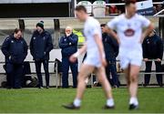 26 February 2023; Kildare coach David Hare, left, selector Dermot Earle, second from left, and manager Glenn Ryan during the Allianz Football League Division 2 match between Kildare and Derry at St Conleth's Park in Newbridge, Kildare. Photo by Piaras Ó Mídheach/Sportsfile