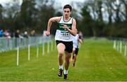 12 February 2023; Brian Hawkins of Carraig Na Bhfear AC, Cork, competing in the Boys U17 3000m during the 123.ie National Intermediate, Masters & Juvenile B Cross Country Championships at Gowran Demense in Kilkenny. Photo by Sam Barnes/Sportsfile