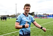 27 February 2023; James White of St Michaels College after the Bank of Ireland Leinster Rugby Schools Senior Cup Quarter Final match between Clongowes Wood College and St Michael’s College at Energia Park in Dublin. Photo by David Fitzgerald/Sportsfile