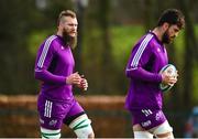 28 February 2023; RG Snyman, left, and Jean Kleyn during a Munster rugby squad training session at the University of Limerick in Limerick. Photo by David Fitzgerald/Sportsfile
