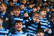 28 February 2023; Castleknock College supporters during the Bank of Ireland Leinster Schools Junior Cup Quarter Final match between Castleknock College and St Michael’s College at Energia Park in Dublin. Photo by Giselle O'Donoghue/Sportsfile