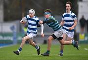 28 February 2023; Gavin Laing of Blackrock College is tackled by Peter Galligan of St Gerard's during the Bank of Ireland Leinster Schools Junior Cup Quarter Final match between St Gerard’s School and Blackrock College at Energia Park in Dublin. Photo by Ben McShane/Sportsfile