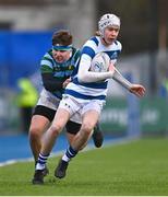 28 February 2023; Gavin Laing of Blackrock College is tackled by Peter Galligan of St Gerard's during the Bank of Ireland Leinster Schools Junior Cup Quarter Final match between St Gerard’s School and Blackrock College at Energia Park in Dublin. Photo by Ben McShane/Sportsfile