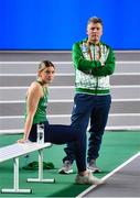 1 March 2023; Kate O'Connor of Ireland with her father and coach Michael O'Connor before the European Indoor Athletics Championships at Ataköy Athletics Arena in Istanbul, Türkiye. Photo by Sam Barnes/Sportsfile