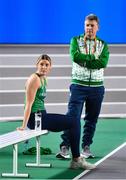 1 March 2023; Kate O'Connor of Ireland with her father and coach Michael O'Connor before the European Indoor Athletics Championships at Ataköy Athletics Arena in Istanbul, Türkiye. Photo by Sam Barnes/Sportsfile