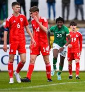 1 March 2023; Jaden Umeh of Republic of Ireland celebrates after scoring his side's second goal during the U15 international friendly match between Republic of Ireland and Wales at the Carlisle Grounds in Bray. Photo by Piaras Ó Mídheach/Sportsfile