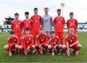 1 March 2023; The Wales team before the U15 international friendly match between Republic of Ireland and Wales at the Carlisle Grounds in Bray. Photo by Piaras Ó Mídheach/Sportsfile