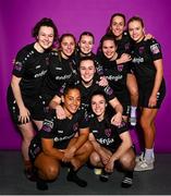 28 February 2023; Players from left, Della Doherty, Ellen Molloy, Rianna Jarrett, Lauren Dwyer, Orlaith Conlon, Abbie Brophy, Ciara Rossiter, Nicola Sinnott and Emily Corbet pose for a portrait during a Wexford Youths squad portrait session at South East Technological University in Carlow. Photo by Eóin Noonan/Sportsfile
