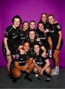 28 February 2023; Players from left, Della Doherty, Ellen Molloy, Rianna Jarrett, Lauren Dwyer, Orlaith Conlon, Abbie Brophy, Ciara Rossiter, Nicola Sinnott and Emily Corbet pose for a portrait during a Wexford Youths squad portrait session at South East Technological University in Carlow. Photo by Eóin Noonan/Sportsfile