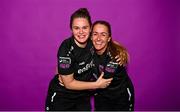 28 February 2023; Ciara Rossiter, left, and Kylie Murphy pose for a portrait during a Wexford Youths squad portrait session at South East Technological University in Carlow. Photo by Eóin Noonan/Sportsfile