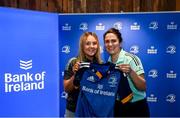 1 March 2023; Aoife Dalton is presented with her jersey by head coach Tania Rosser during the Leinster Rugby Women's Cap and Jersey presentation at the Bank of Ireland Montrose Branch in Dublin. Photo by Harry Murphy/Sportsfile