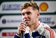 2 March 2023; Kevin Mayer of France speaking during a press conference ahead of the European Indoor Athletics Championships at Ataköy Athletics Arena in Istanbul, Türkiye. Photo by Sam Barnes/Sportsfile