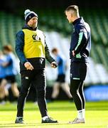 2 March 2023; Ireland assistant coach Mike Catt and Jonathan Sexton during an Ireland Rugby open training session at the Aviva Stadium in Dublin. Photo by Harry Murphy/Sportsfile