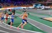 2 March 2023; Bram Buigel of Netherlands competes in the men's 800m heat one during Day 0 of the European Indoor Athletics Championships at Ataköy Athletics Arena in Istanbul, Türkiye. Photo by Sam Barnes/Sportsfile