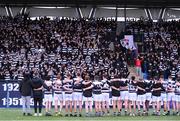 2 March 2023; Belvedere College players celebrate with their supporters after the Bank of Ireland Leinster Schools Junior Cup Quarter Final match between Cistercian College Roscrea and Belvedere College at Energia Park in Dublin. Photo by Giselle O'Donoghue/Sportsfile
