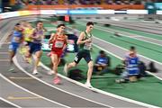 2 March 2023; Luke McCann of Ireland, right, competing in the men's 1500m heats during Day 0 of the European Indoor Athletics Championships at Ataköy Athletics Arena in Istanbul, Türkiye. Photo by Sam Barnes/Sportsfile