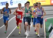 2 March 2023; Luke McCann of Ireland, centre, competing in the men's 1500m heats during Day 0 of the European Indoor Athletics Championships at Ataköy Athletics Arena in Istanbul, Türkiye. Photo by Sam Barnes/Sportsfile